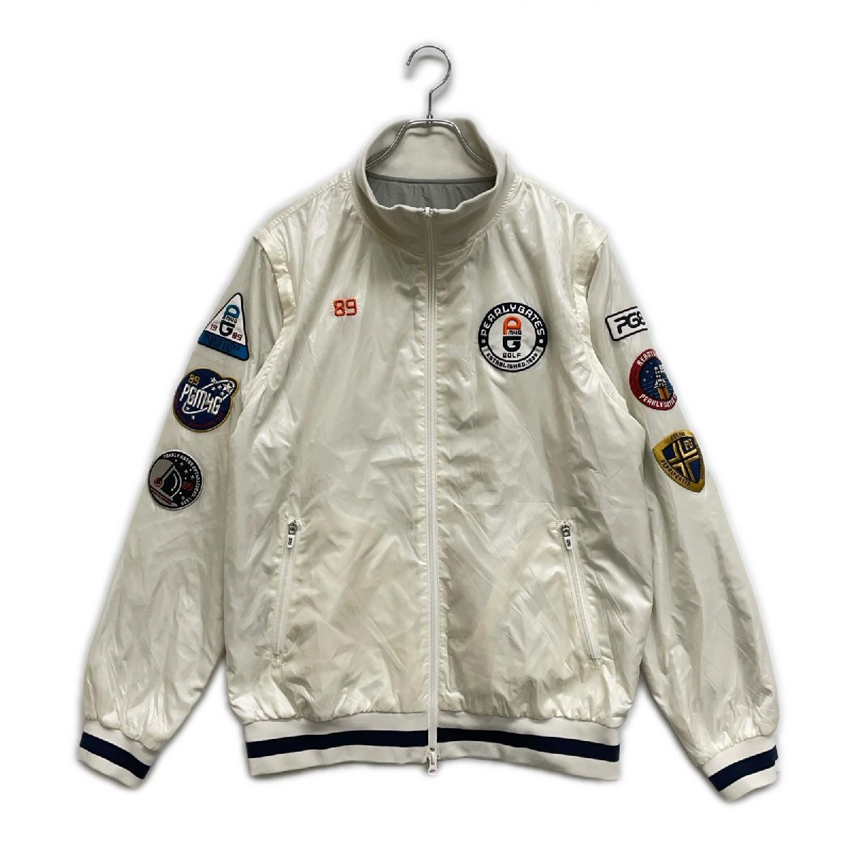 coco 中古 パーリーゲイツ メンズ フルジップアウター 6(LL) 白×グレー リバーシブル 4WAY 中綿 レターパックプラス発送可 108494拍卖