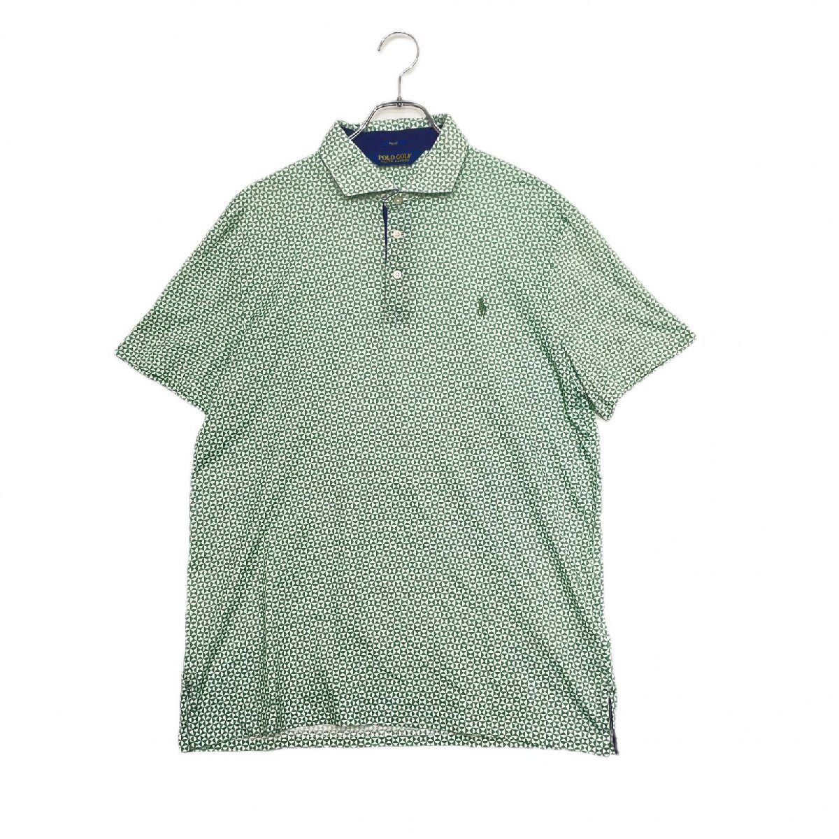 coco 中古 【値下げ】ポロゴルフ POLO GOLF メンズ 半袖ポロシャツ L 緑×白 グリーン系 総柄 ネコポス発送可 119961拍卖