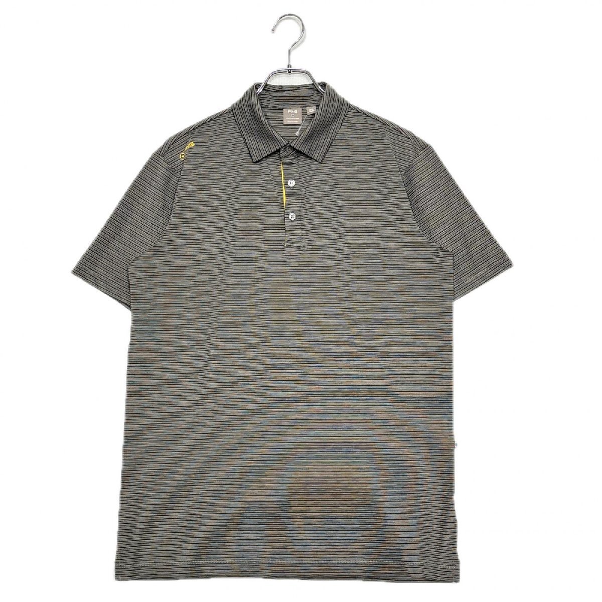 coco 中古【値下げ】 ピン PING メンズ 半袖ポロシャツ UKM グレー系 ボーダー ネコポス発送可 119924拍卖