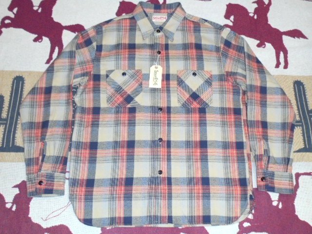 25 東洋 シュガーケーン SC29562 133 ベージュ M 長袖 ワークシャツ ツイル チェック拍卖