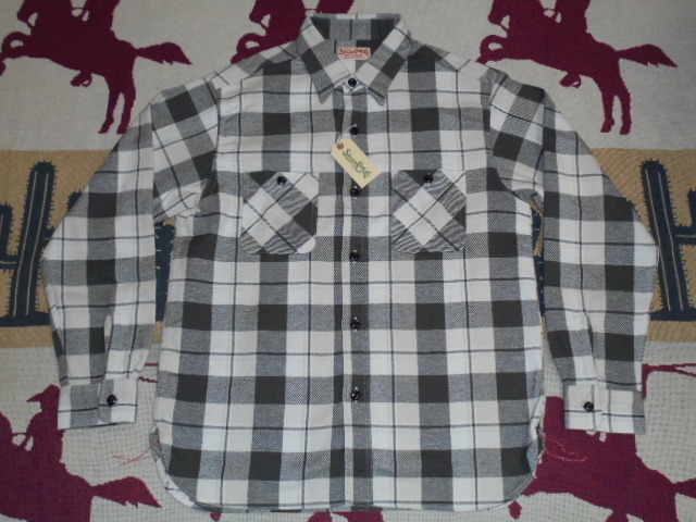 25 東洋 シュガーケーン SC29558 105 オフホワイト L 長袖 ワークシャツ ツイル チェック拍卖