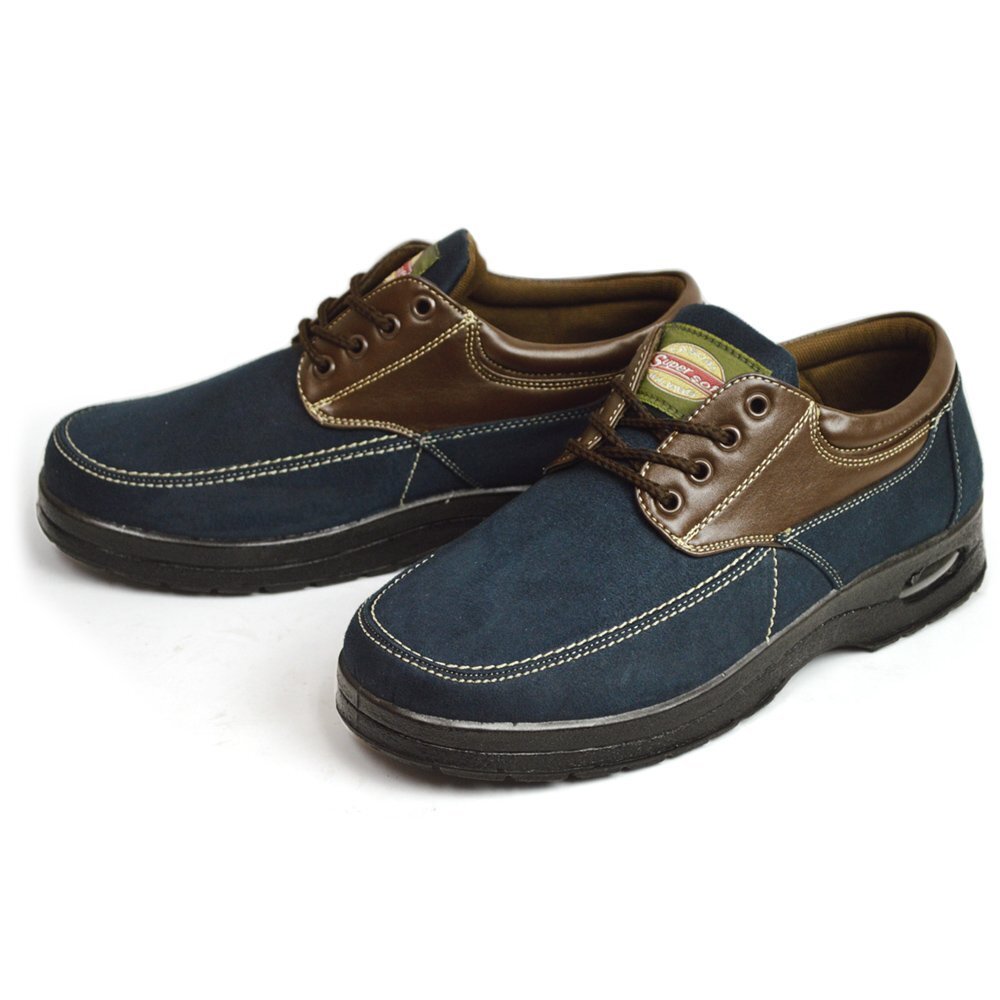 新品■25.5cm メンズ スニーカー 幅広 4E ウォーキングシューズ 靴 モカシン スウェード 防滑 軽量 紳士靴 エアークッション【エコ配送】拍卖