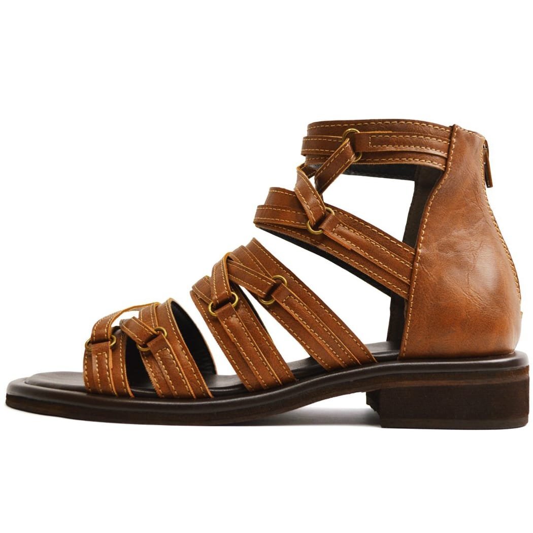 新品■27.5cm~28cm 脱ぎ履き楽々 グラディエーター サンダル メンズ キレイめ 編み込み ベルト カジュアル 黒 茶 焦茶 バックジッパー 靴拍卖