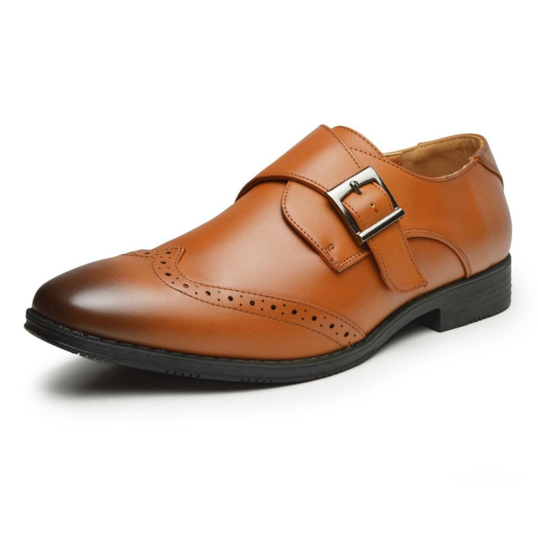 新品■26.5cm ビジネスシューズ 幅広 3E ウィングチップ ベルト バックル 冠婚葬祭 メンズ フォーマル 紳士靴 スクエアトゥ ロングノーズ拍卖