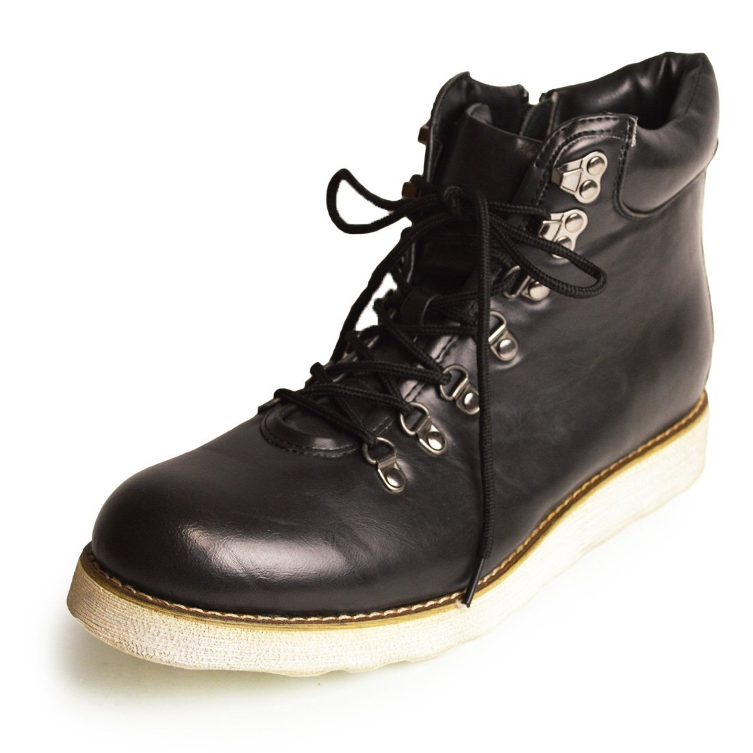 新品■26cm ワークブーツ 2.5cmアップ インソール付き ショート丈 マウンテン ブーツ 着脱簡単 サイドジップ 替え紐つき ビンテージ 紐靴拍卖