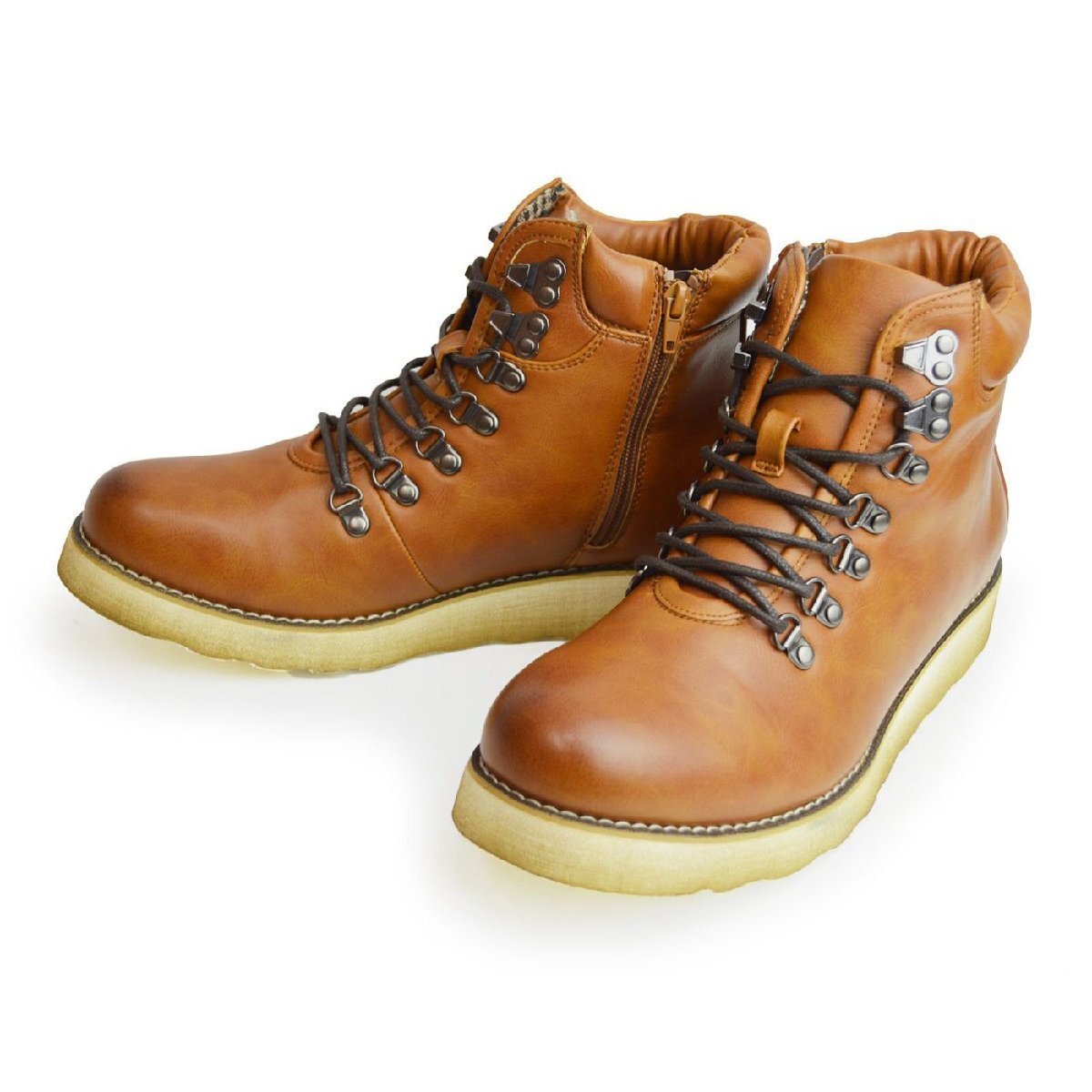 在庫処分■新品【25cm】ブーツ 軽量 幅広 ワークブーツ サイドジップ ヴィンテージ 靴 ハイカット スニーカー メンズ カジュアルシューズ拍卖
