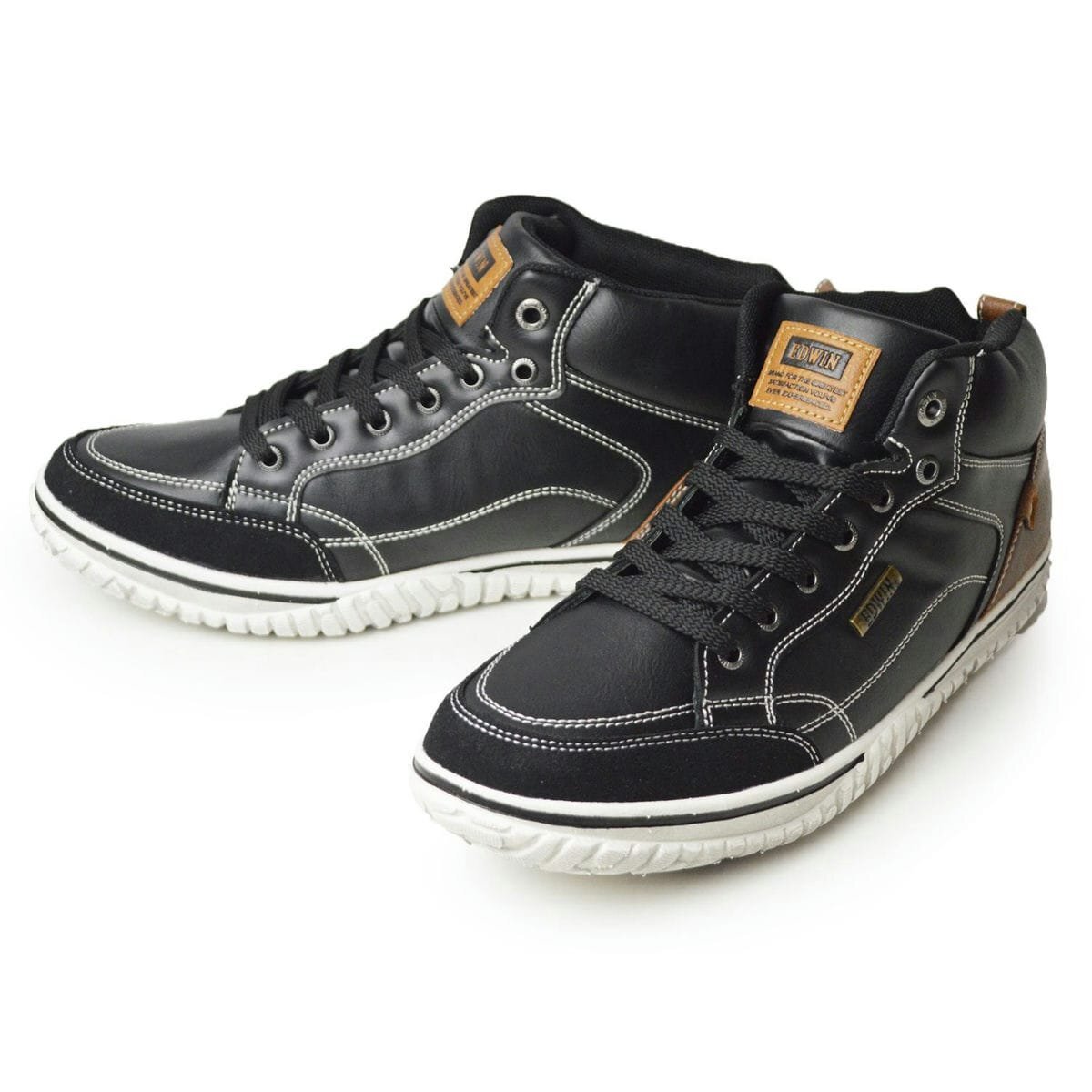 【在庫処分】新品■25cm エドウィン EDWIN カジュアル スニーカー 軽量 防水 防滑 ハイカット レースアップ メンズ 紐靴【エコ配送】拍卖