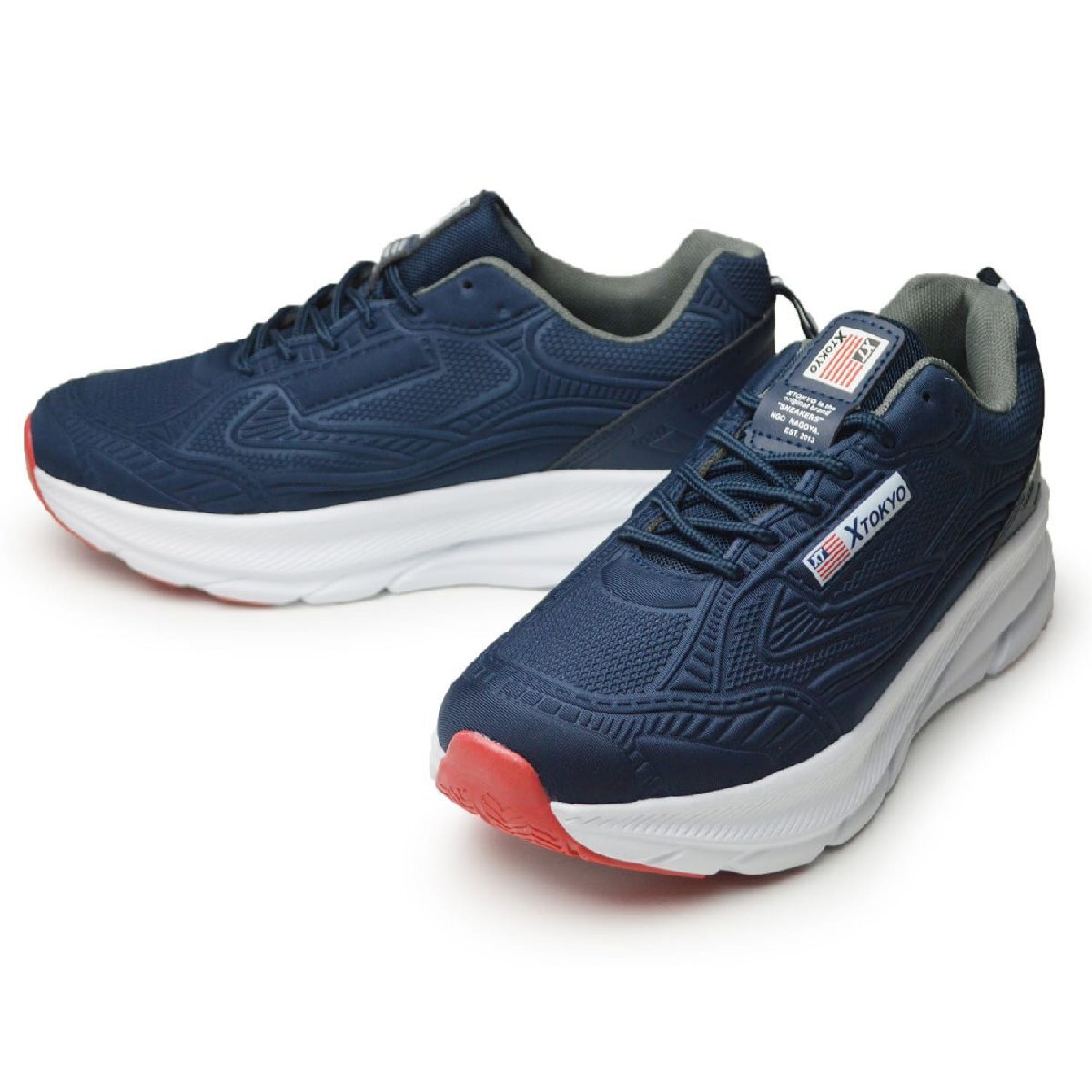 新品■26.5cm XTOKYO スニーカー メンズ ランニング ウォーキング 厚底ソール 軽量 通気性 カジュアル スポーツ 防滑 運動 靴【エコ配送】拍卖