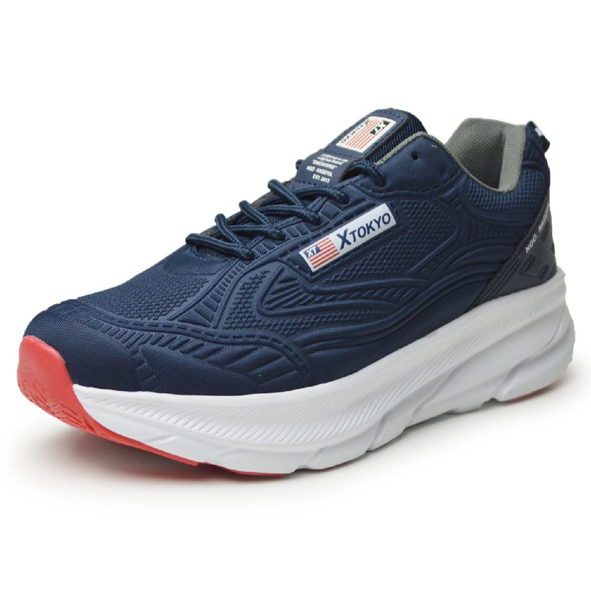 新品■25.5cm XTOKYO スニーカー メンズ ランニング ウォーキング 厚底ソール 軽量 通気性 カジュアル スポーツ 防滑 運動 靴【エコ配送】拍卖
