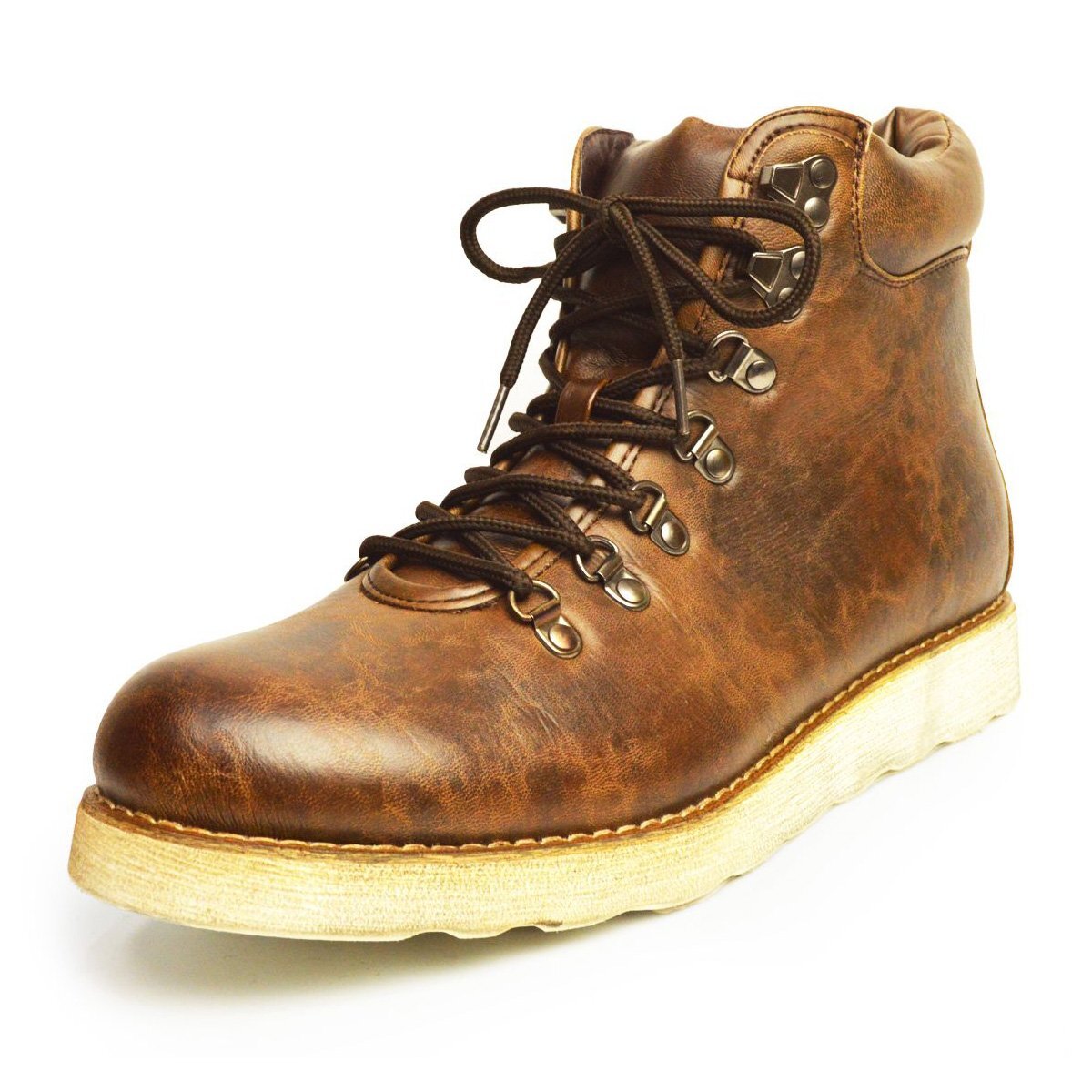 新品■26.5cm ワークブーツ 2.5cmアップ インソール付き ショート丈 マウンテン ブーツ 着脱簡単 サイドジップ 替え紐つき ビンテージ 紐靴拍卖