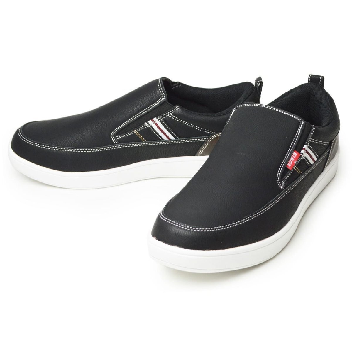 新品■27cm EDWIN エドウィン スリッポン メンズ スニーカー 軽量 カジュアル ローカット サイドゴア クッション 防滑 靴【エコ配送】拍卖