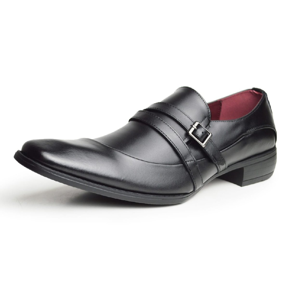 新品■26.5cm ビジネスシューズ 革靴 モンクストラップ ストレートチップ 脚長 スクエアトゥ ロングノーズ 2E 日本製 フォーマル 紳士靴拍卖