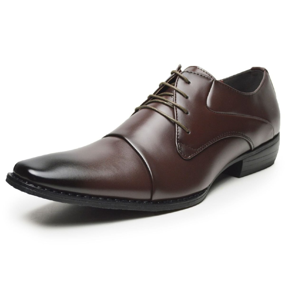 新品■27cm ビジネスシューズ メンズ 靴 レースアップ 外羽根 ストレートチップ 革靴 紳士靴 イタリアンデザイン オフィス コンフォート拍卖