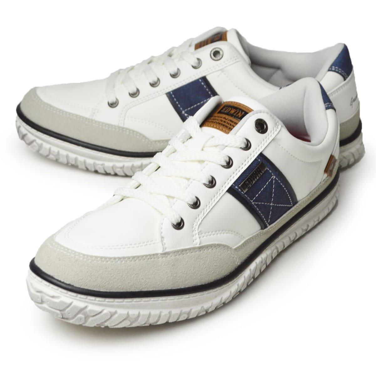 新品■25cm EDWIN エドウィン スニーカー メンズ 軽量 カジュアル 防滑 幅広 3E EEE ローカット コンフォート 紳士靴 【エコ配送】拍卖