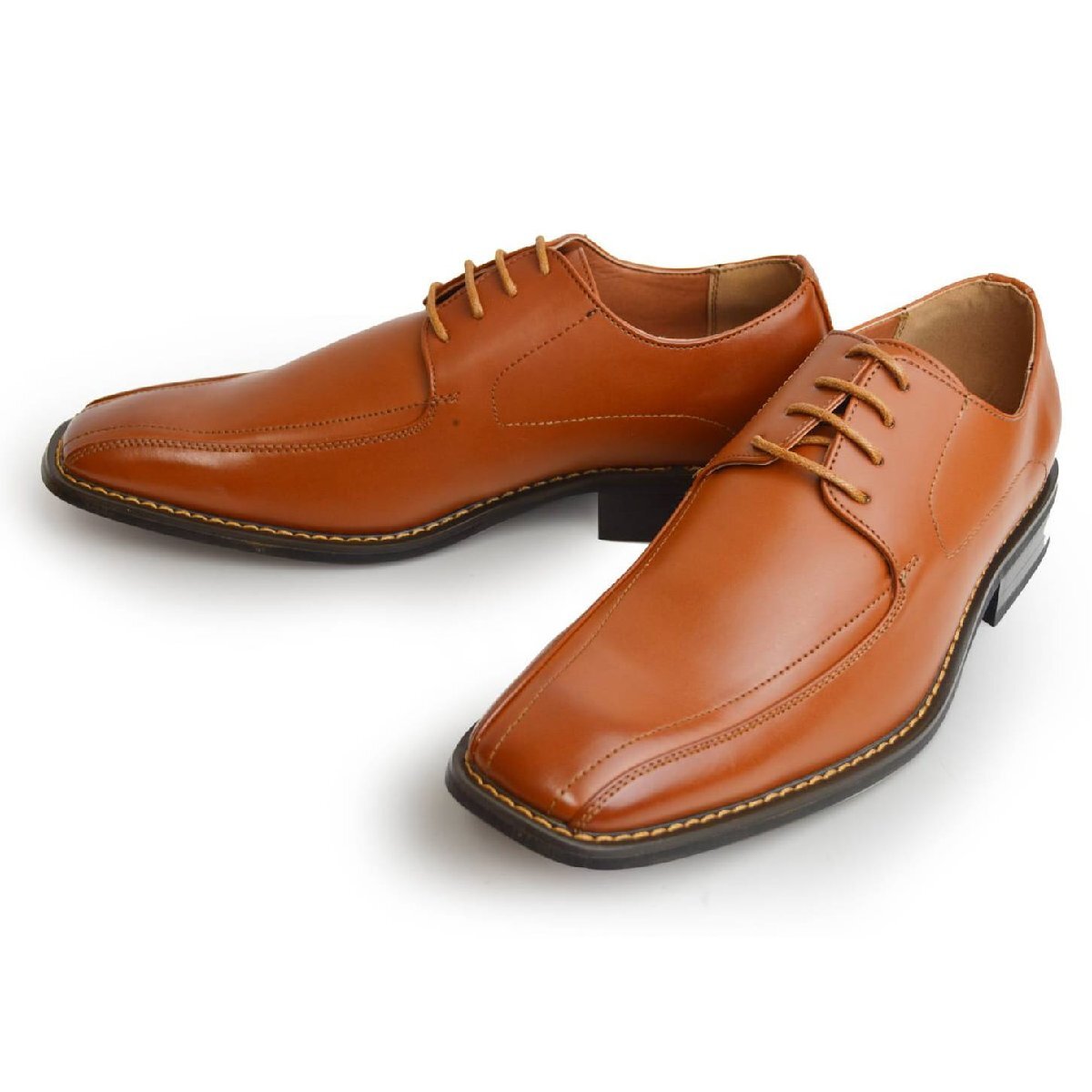 新品■25cm ビジネスシューズ 冠婚葬祭 メンズ フォーマル 革靴 2E レースアップ スワールモカ スクエアトゥ 防滑 脚長拍卖