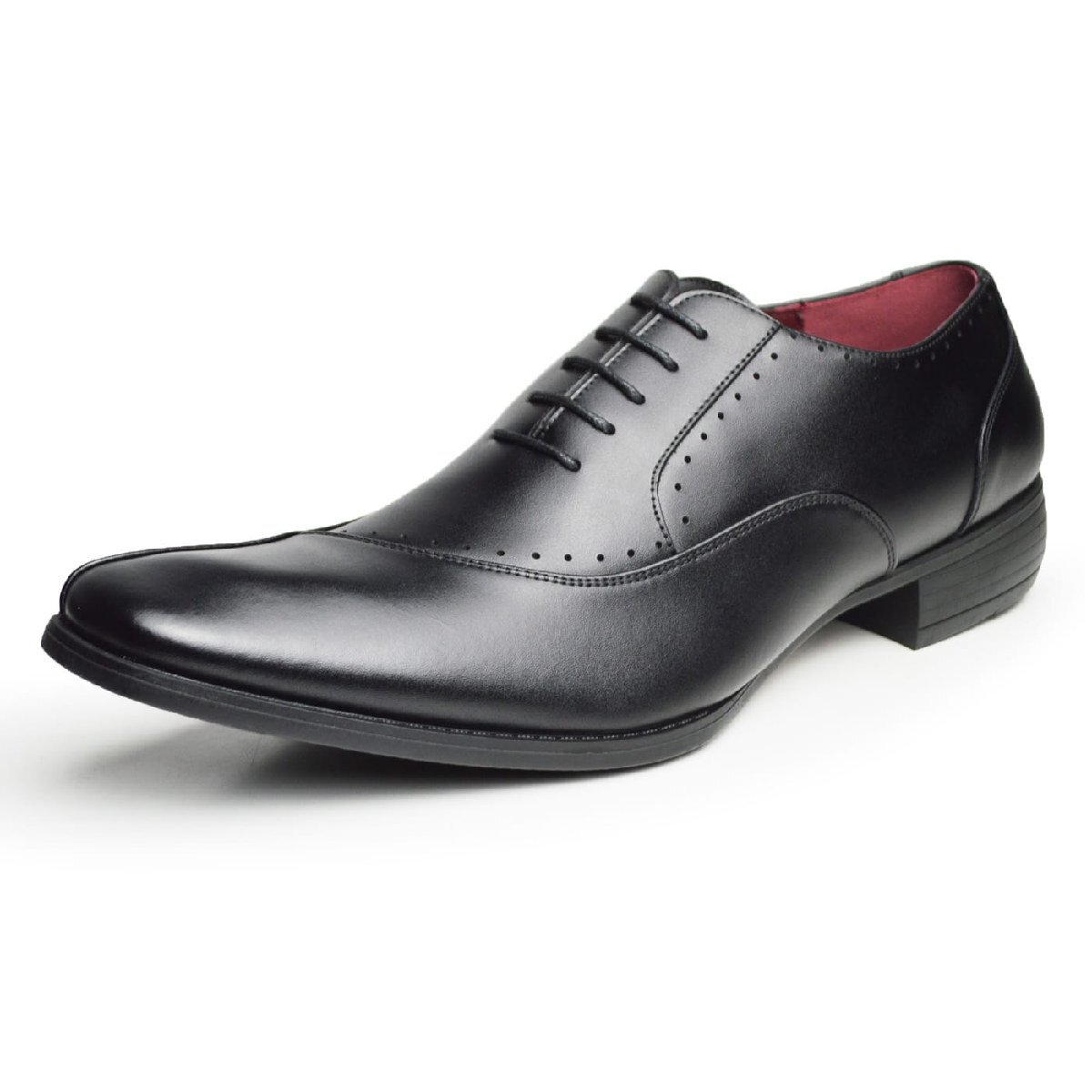 新品■25cm ビジネスシューズ 革靴 レースUP ストレートチップ ライン 脚長 スクエアトゥ ロングノーズ 2E 日本製 フォーマル 紳士靴拍卖