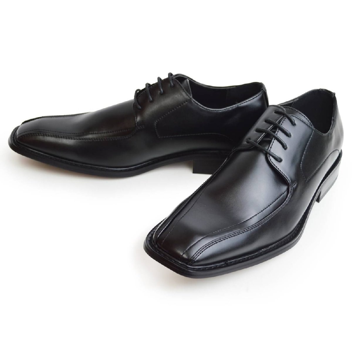 【在庫処分】新品■25cm ビジネスシューズ 冠婚葬祭 メンズ フォーマル 革靴 2E レースアップ スワールモカ スクエアトゥ 防滑 脚長拍卖