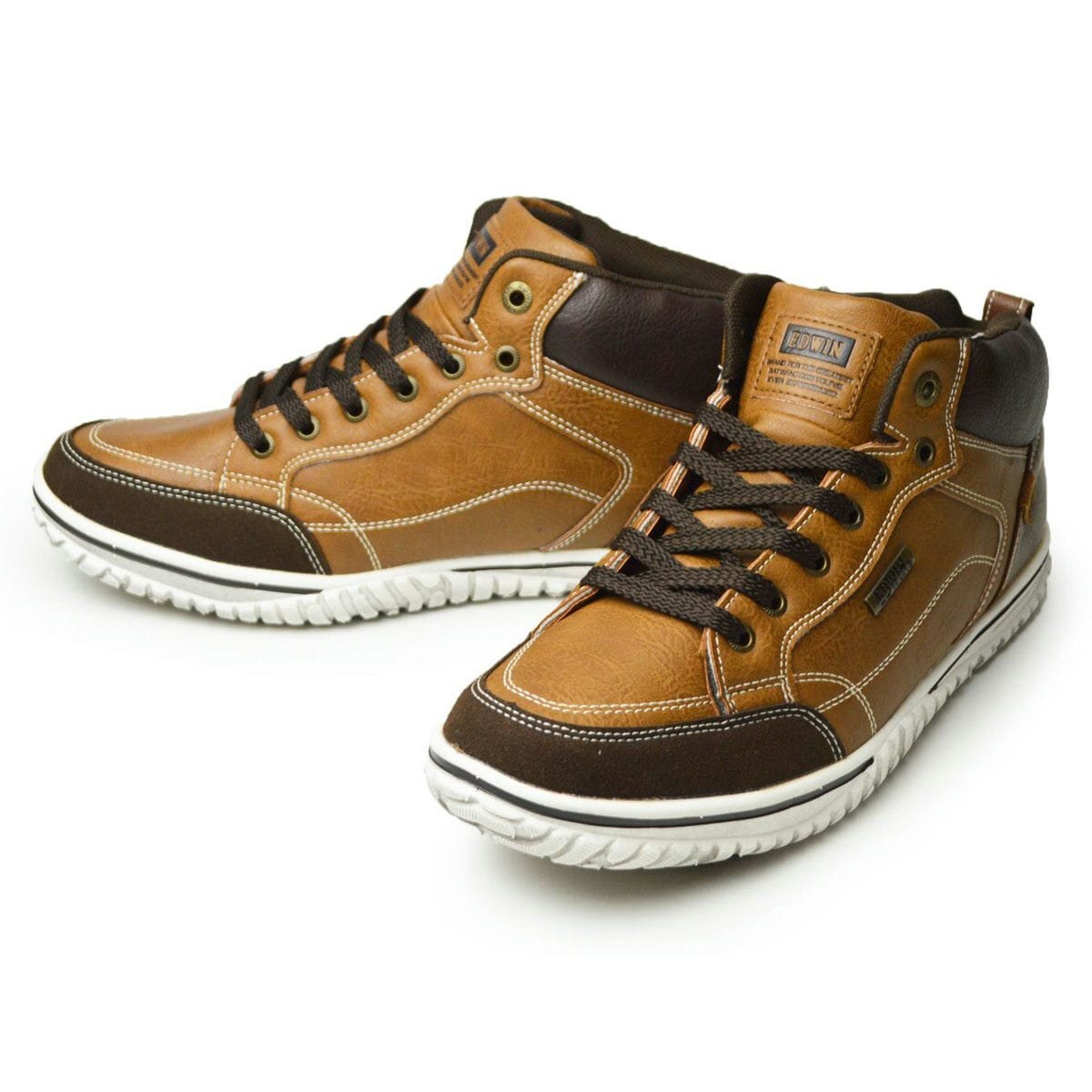 【在庫処分】新品■25cm エドウィン EDWIN カジュアル スニーカー 軽量 防水 防滑 ハイカット レースアップ メンズ 紐靴【エコ配送】拍卖