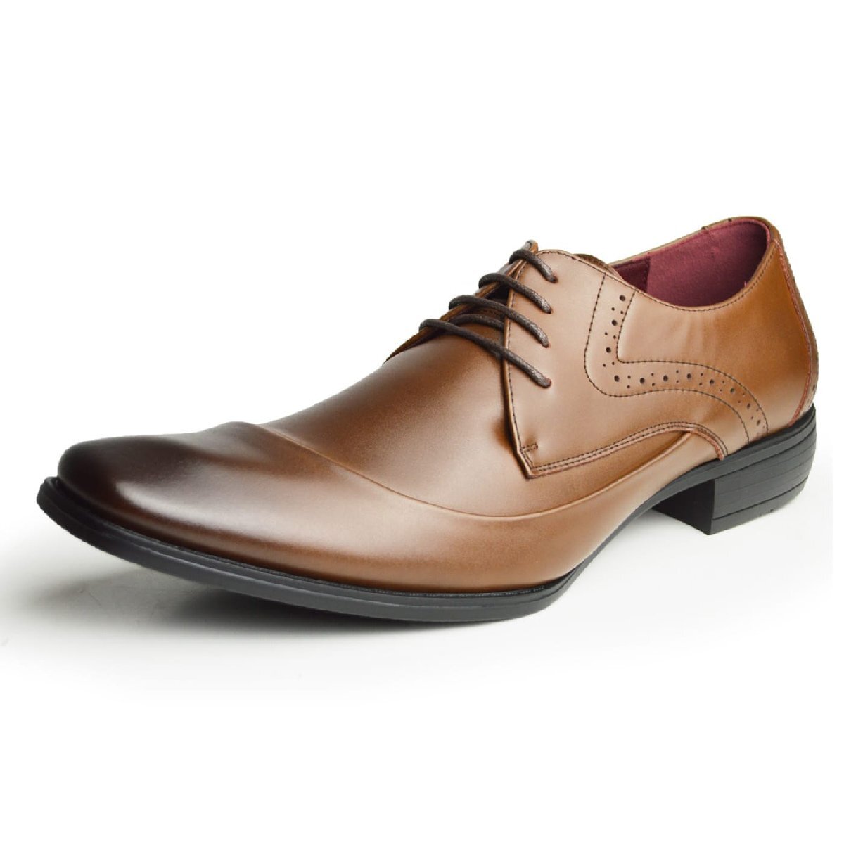 新品■28cm ビジネスシューズ 革靴 レースUP ストレートチップ ライン 脚長 スクエアトゥ ロングノーズ 2E 日本製 フォーマル 紳士靴拍卖