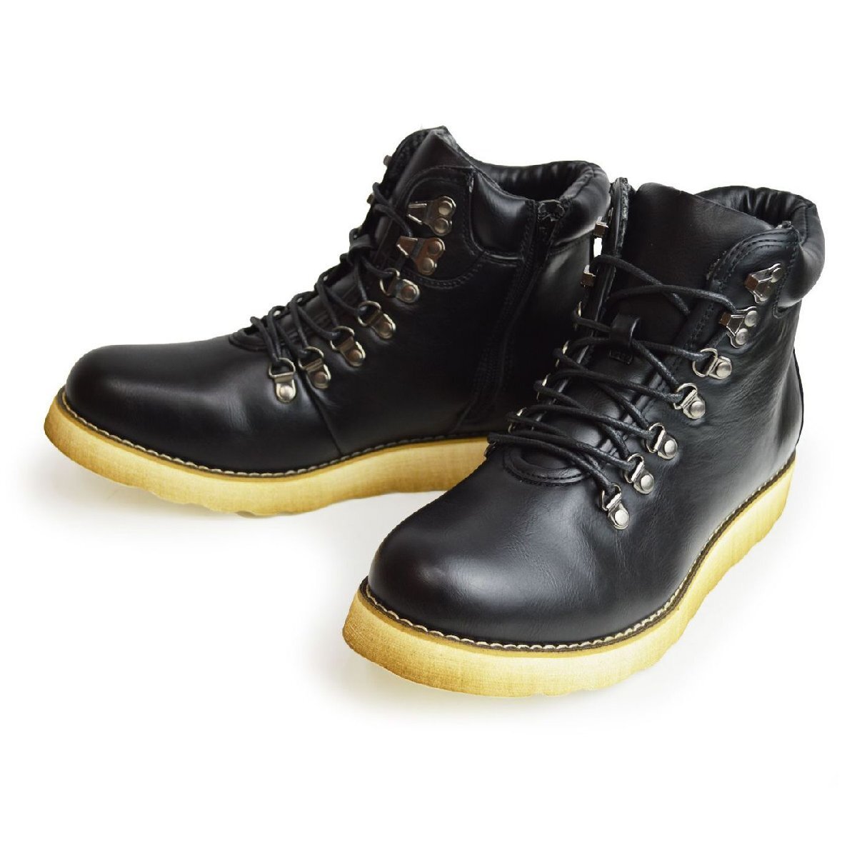 在庫処分■新品【25cm】ブーツ 軽量 幅広 ワークブーツ サイドジップ ヴィンテージ 靴 ハイカット スニーカー メンズ カジュアルシューズ拍卖