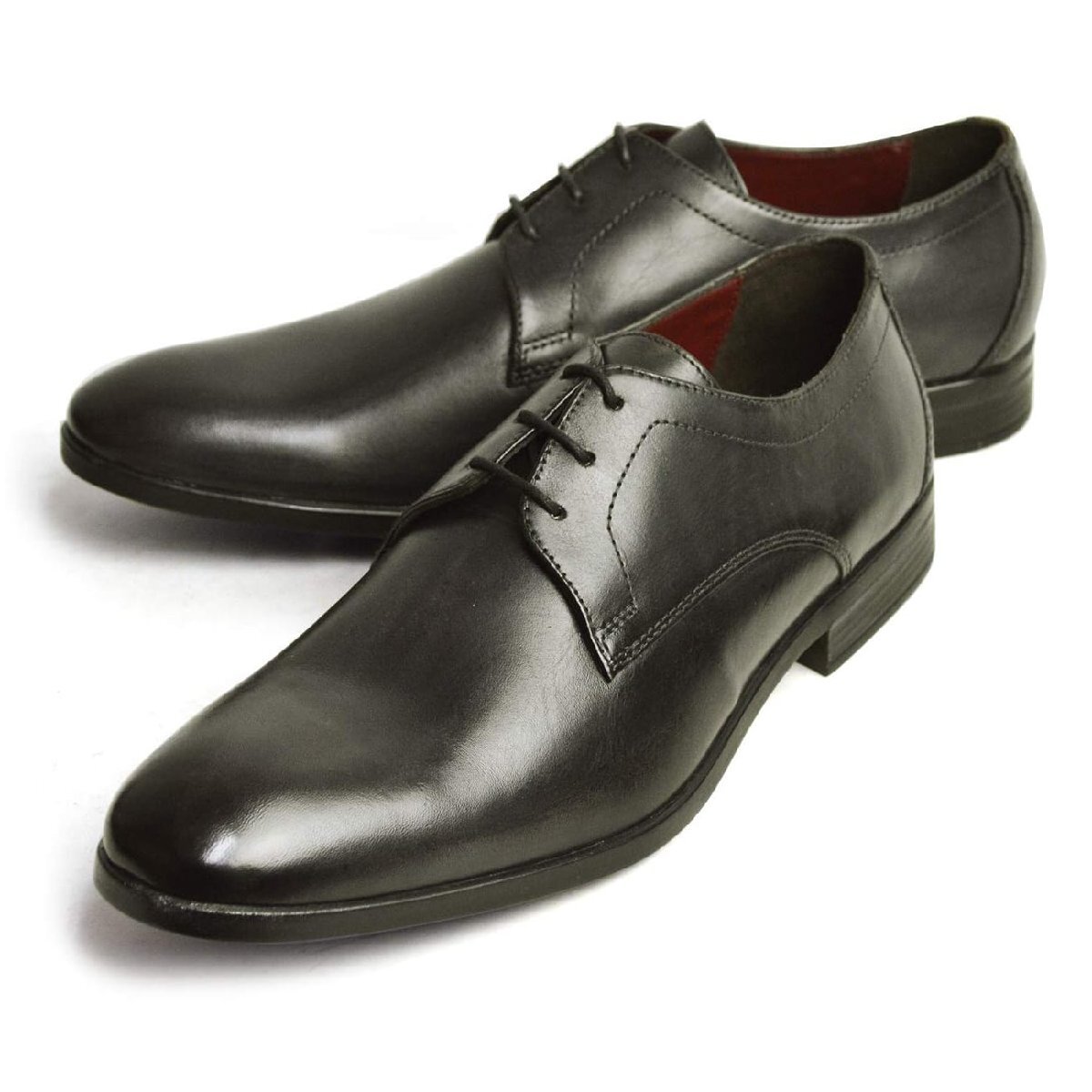 在庫処分■新品【25cm】本革 ビジネスシューズ 紳士靴 メンズ 防滑 軽量 フォーマル ストレートチップ プレーントゥ レザー 細身 革靴拍卖