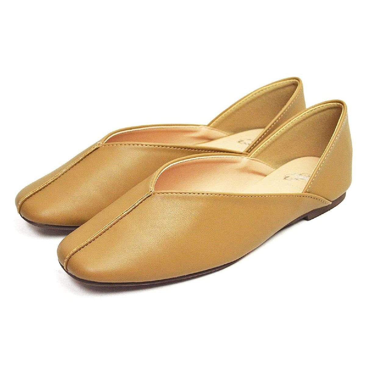 在庫処分■新品【23~23.5cm】レディース 2way フラットシューズ かかと踏める パンプス バブーシュ Vカット センターシーム【エコ配送】拍卖