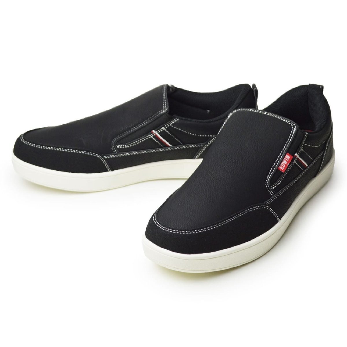 新品■26.5cm EDWIN エドウィン スリッポン メンズ スニーカー 軽量 カジュアル ローカット サイドゴア カップインソール 防滑【エコ配送】拍卖