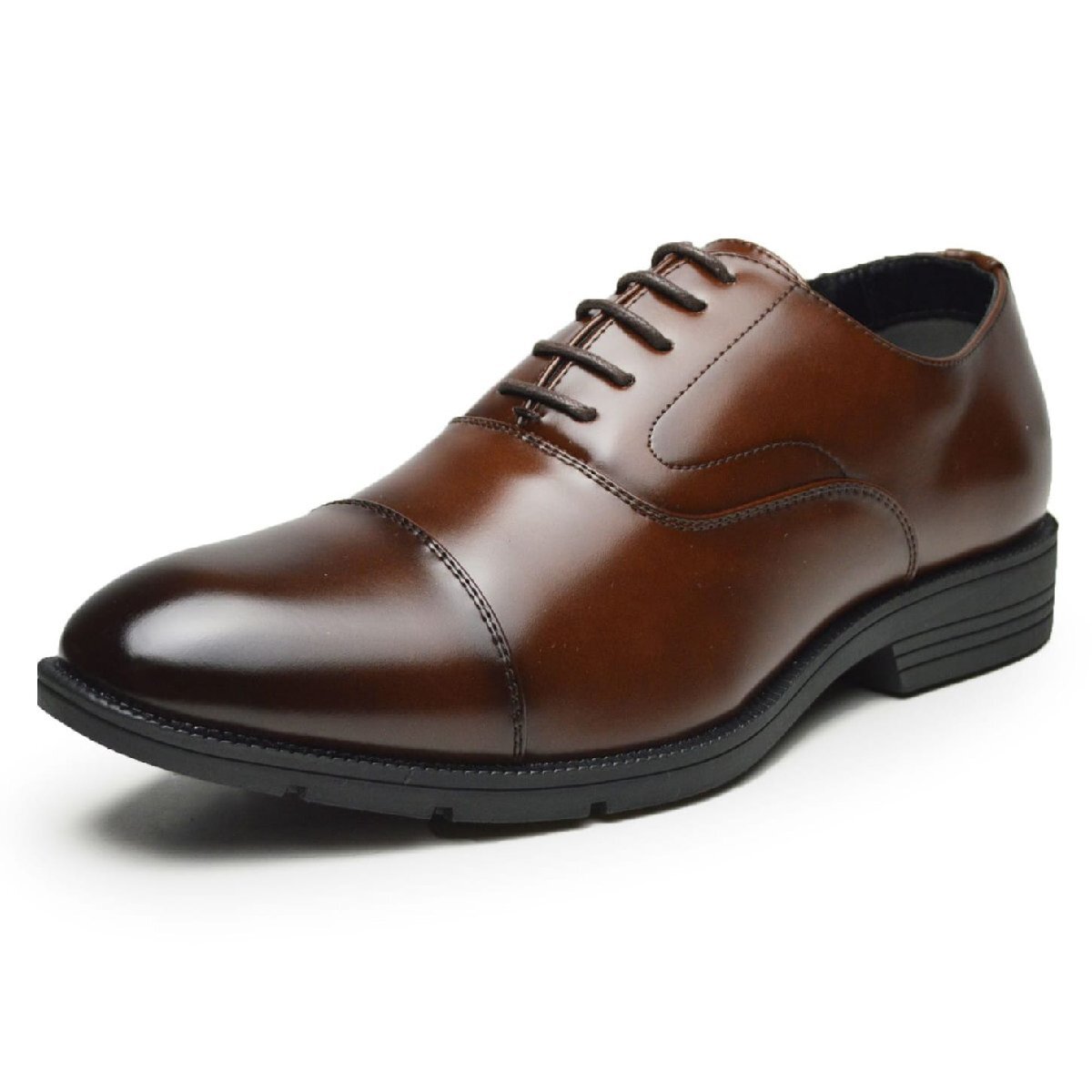 新品■26.5cm ビジネスシューズ メンズ 防水 シークレットシューズ +4.5cm 靴 革靴 幅広 3E EEE 内羽根 レースアップ ストレートチップ拍卖