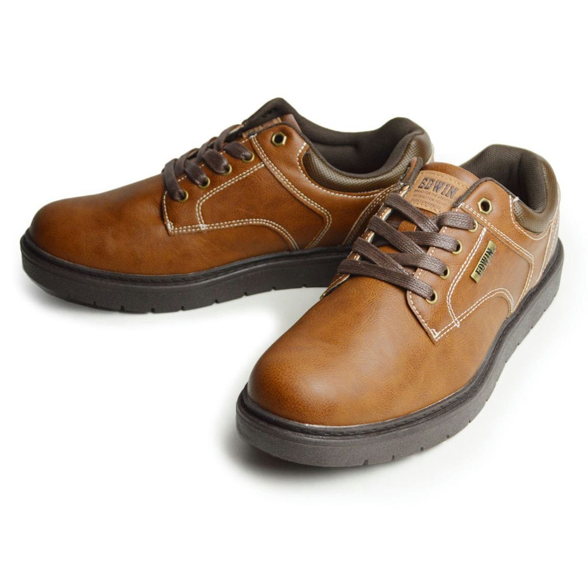新品■25cm EDWIN エドウィン 撥水 スニーカー メンズ 防水 コンフォート レインシューズ ローカット 防滑 クッション 茶 黒【エコ配送】拍卖