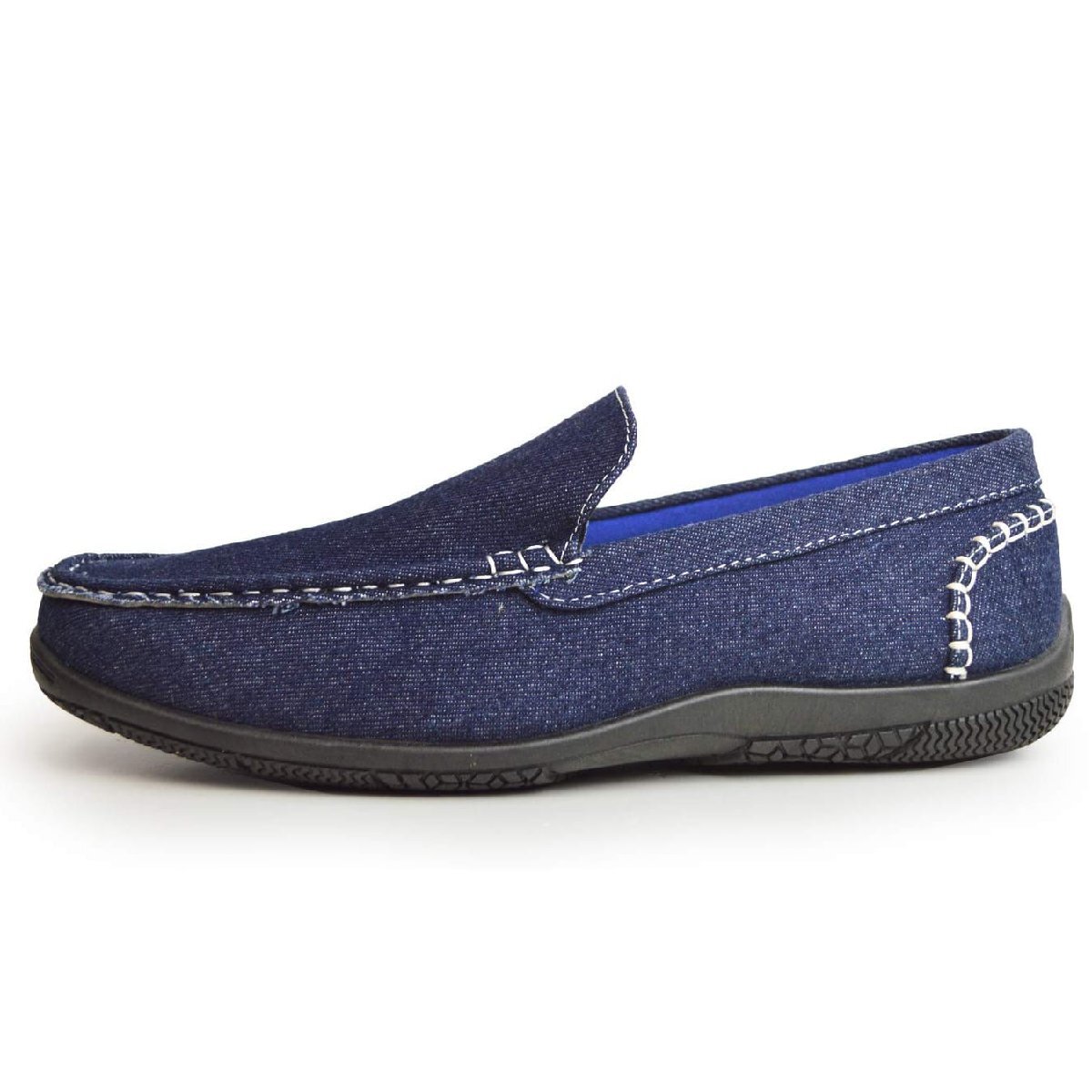 新品■29~29.5cm ドライビングシューズ 軽量 防滑 メンズ スリッポン デニム 車 運転 靴 ローファー カジュアル ステッチ【エコ配送】拍卖
