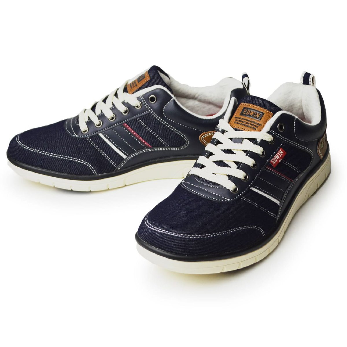 新品■25cm EDWIN エドウィン スニーカー メンズ 軽量 カジュアルシューズ 防滑 幅広 4E EEEE ローカット ストレッチ 靴【エコ配送】拍卖