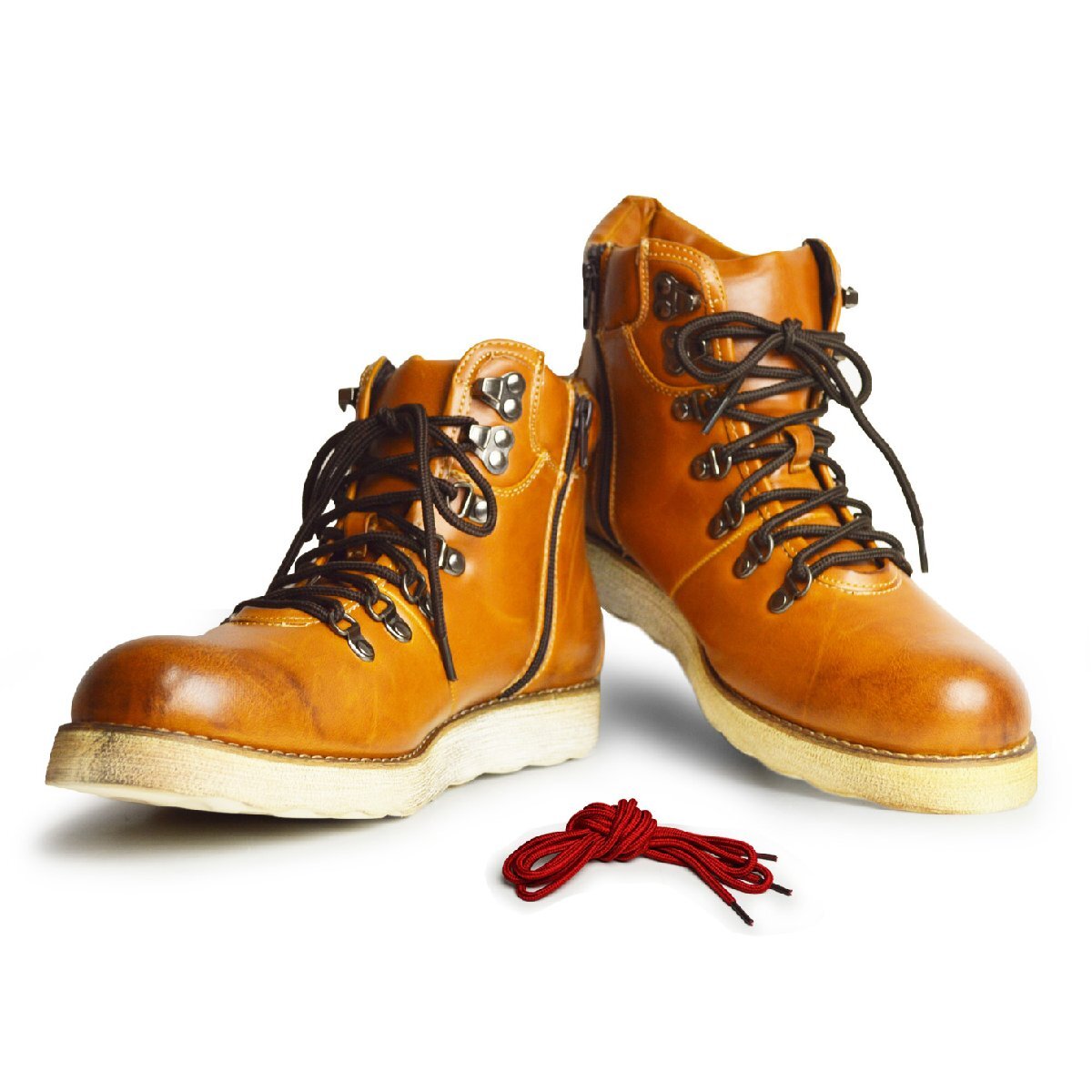 新品■未使用品【27cm】メンズ マウンテンブーツ 替え紐つき 2.5cmUP インソールつき サイドジッパー ワークブーツ ヴィンテージ 男 靴拍卖