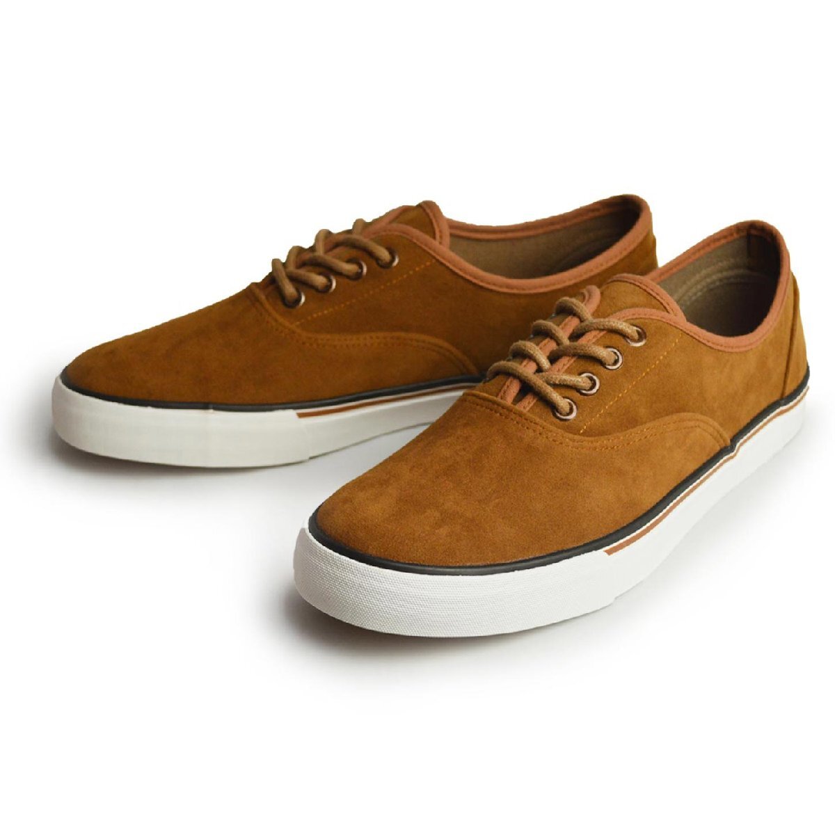 新品■27cm メンズ カジュアル デッキシューズ 軽量 スニーカー 紐靴 フラット コンフォート クッション スエード 配色【エコ配送】拍卖