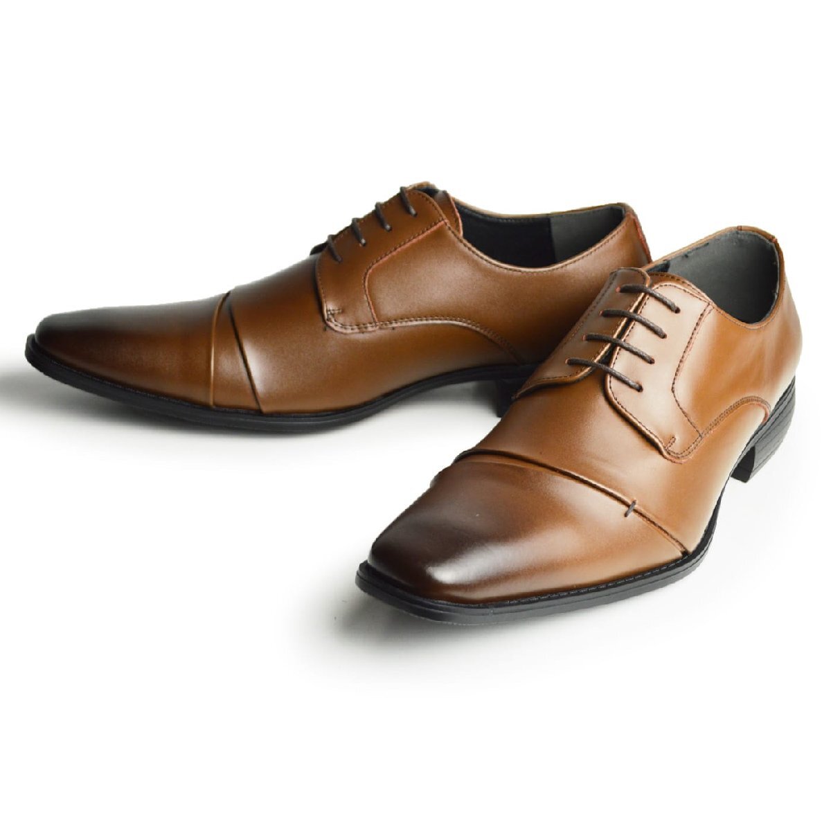 新品■26.5cm ビジネスシューズ 革靴 レースアップ ストレートチップ 脚長 スクエアトゥ ロングノーズ 2E 日本製 フォーマル 紳士靴拍卖