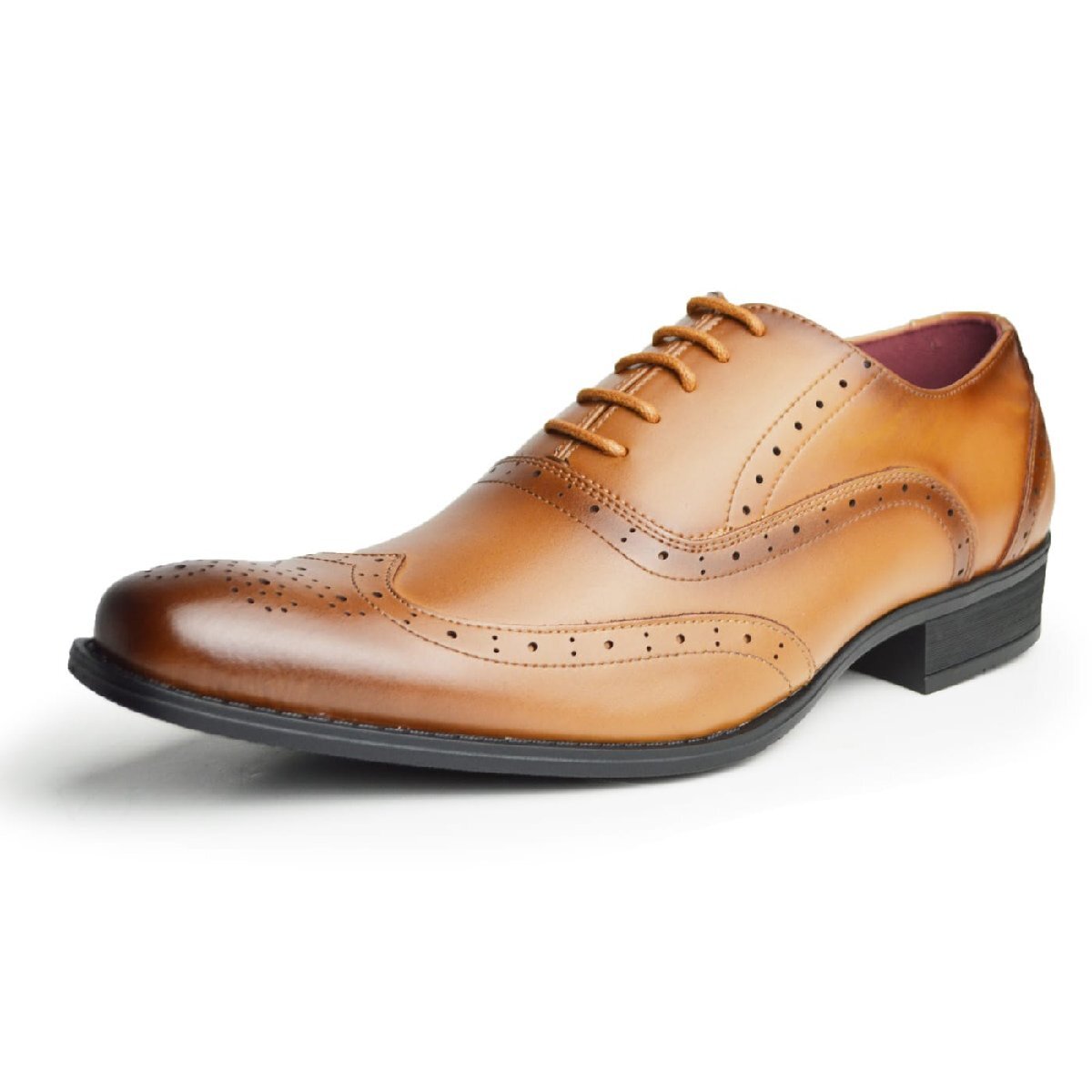 新品■25cm ビジネスシューズ 革靴 レースアップ 紐靴 ウィングチップ 脚長 スクエアトゥ ロングノーズ 2E 日本製 フォーマル 紳士靴拍卖