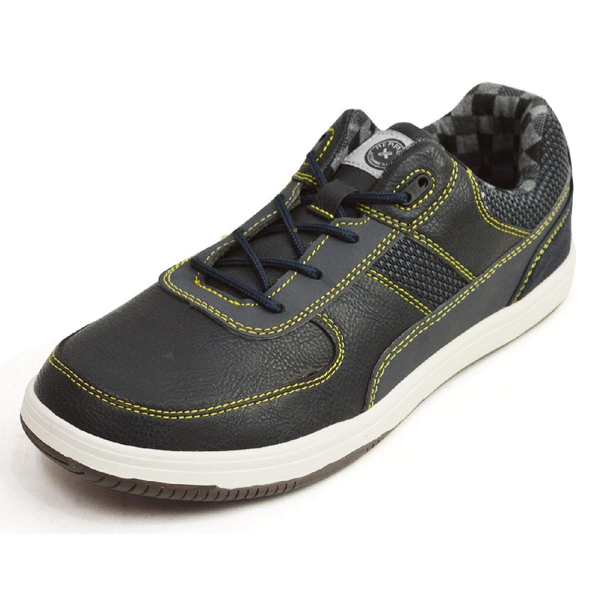 在庫処分■新品【25cm】スニーカー メンズ カジュアルシューズ ローカット スポーツ PUレザー レースアップ 紐靴 屈曲 防滑【エコ配送】拍卖