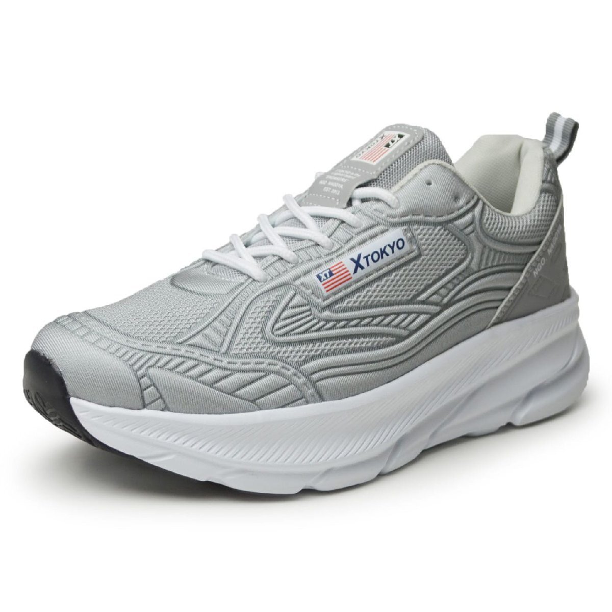 新品■26cm XTOKYO スニーカー メンズ ランニング ウォーキング 厚底ソール 軽量 通気性 カジュアル スポーツ 防滑 運動 靴【エコ配送】拍卖