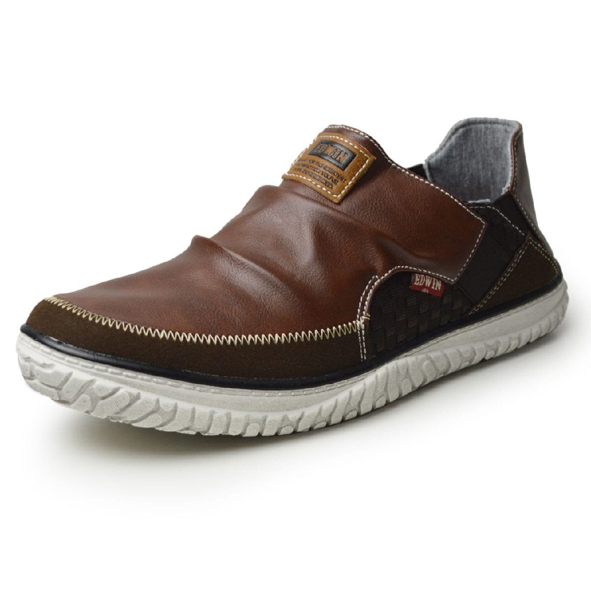 新品■25cm EDWIN エドウィン スリッポン メンズ スニーカー 軽量 2way カジュアル 防滑 幅広 3E EEE ローカット サイドゴア【エコ配送】拍卖