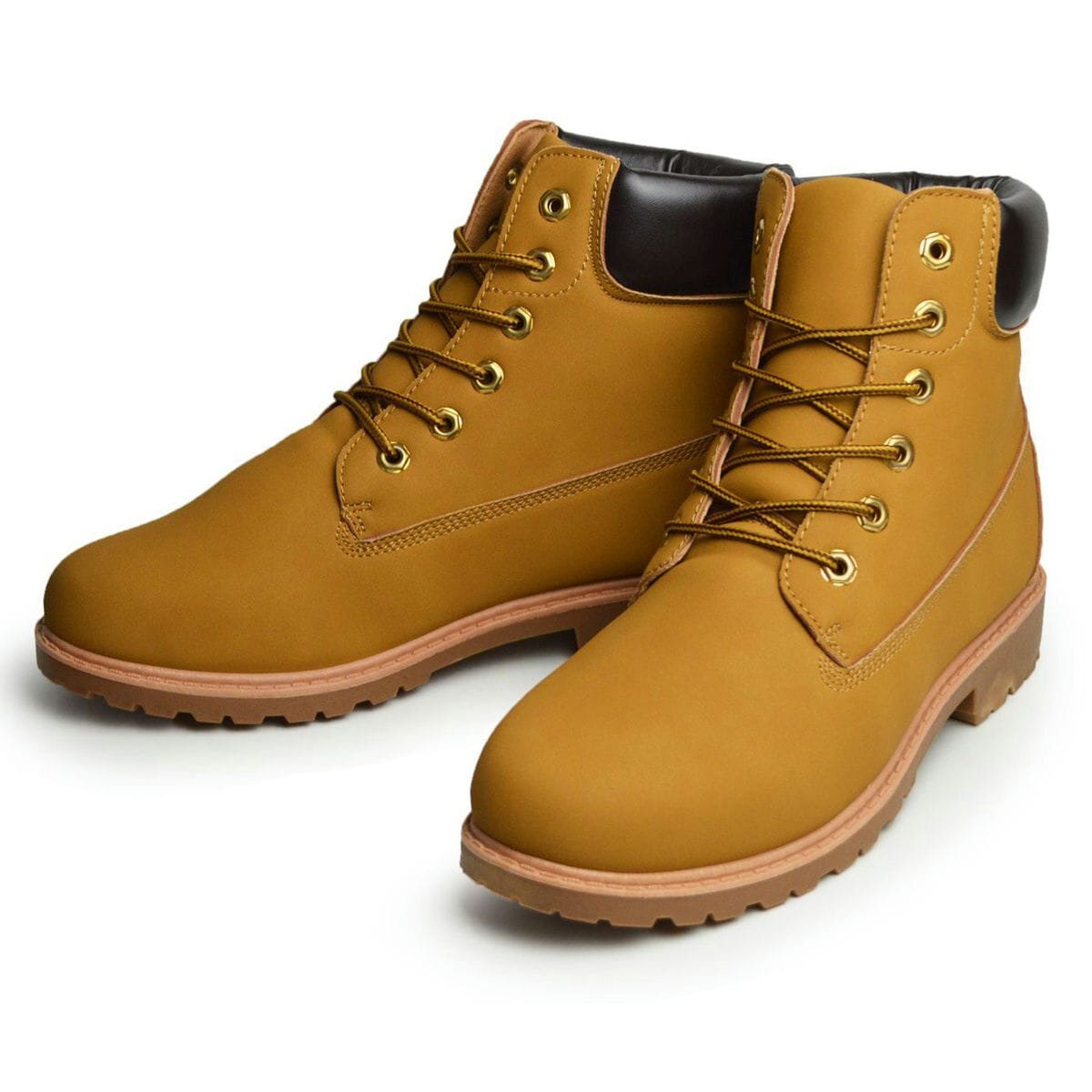 新品■26.5cm ショートブーツ ヌバックレザー メンズブーツ 防滑 タンクソール ハイカット スニーカー カジュアル 靴 バレットジャム 黒 黄拍卖