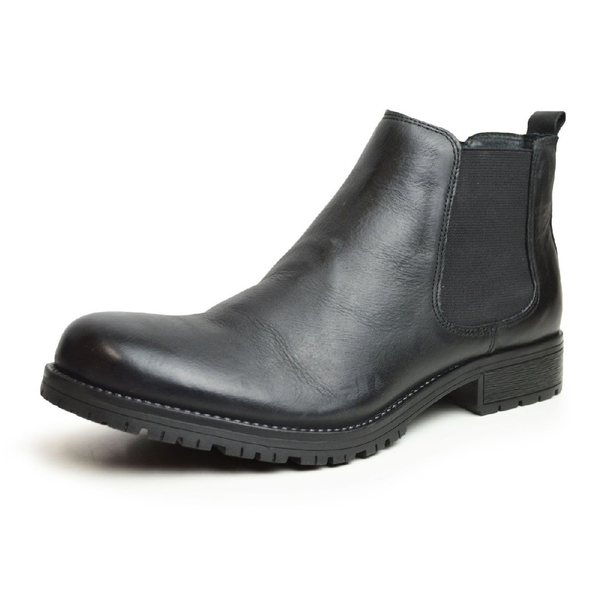 新品■25cm 本革 サイドゴア ブーツ 牛革 レザー カジュアルシューズ メンズ ショート丈 きれいめ シンプル フォーマル LEON レオン 靴拍卖