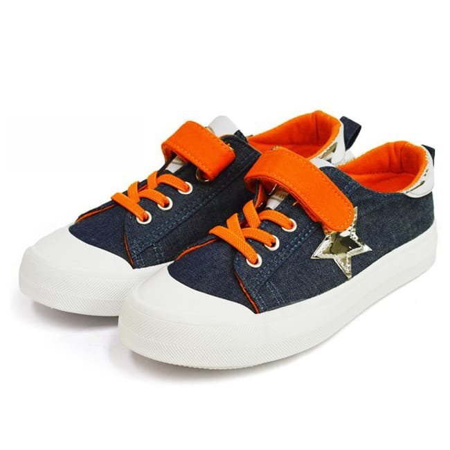 【在庫処分】新品■17cm 子供靴 スニーカー ゴム紐 ベルクロ デニム調 キャンバス カジュアルシューズ 防滑 保育園 幼稚園 小学校拍卖