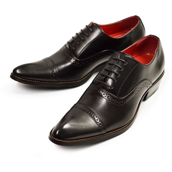 新品■26.5cm ビジネスシューズ 紳士靴 4.5cmヒール メンズ 革靴 ストレートチップ 紐靴 脚長 フォーマル 冠婚葬祭 イタリアンデザイン拍卖