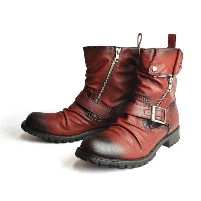 新品■25.5cm メンズ ドレープ エンジニアブーツ サイドジッパー zip ベルト バックル ヴィンテージ ロック ヴィジュアル ロングブーツ 靴拍卖