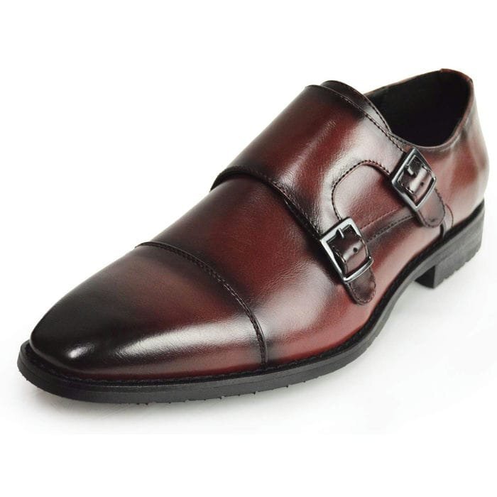 新品■26.5cm 機能性 ビジネスシューズ 幅広 モンクストラップ ストレートチップ ダブル ベルト 紳士靴 冠婚葬祭 オフィス フォーマル 革靴拍卖