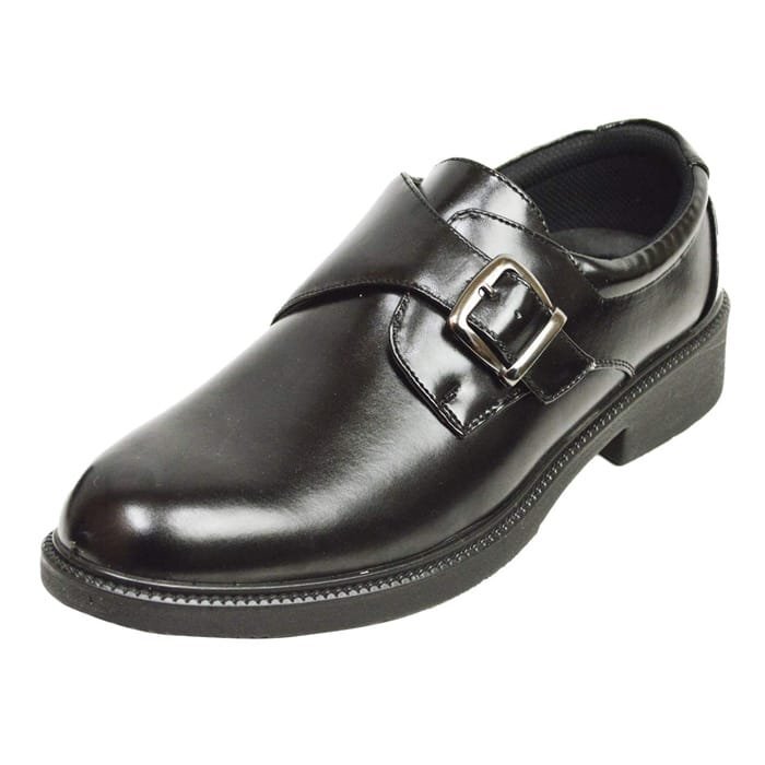 新品■25.5cm ビジネスシューズ 4EEEE 多機能 メンズ 紳士靴 革靴 オフィス フォーマル モンクストラップ ベルト バックル ラウンドトゥ拍卖