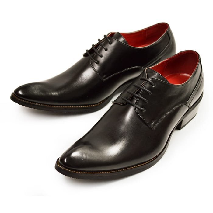 新品■26.5cm ビジネスシューズ 紳士靴 4.5cmヒール メンズ 革靴 レースアップ プレーントゥ 脚長 フォーマル 冠婚葬祭 イタリアンデザイン拍卖