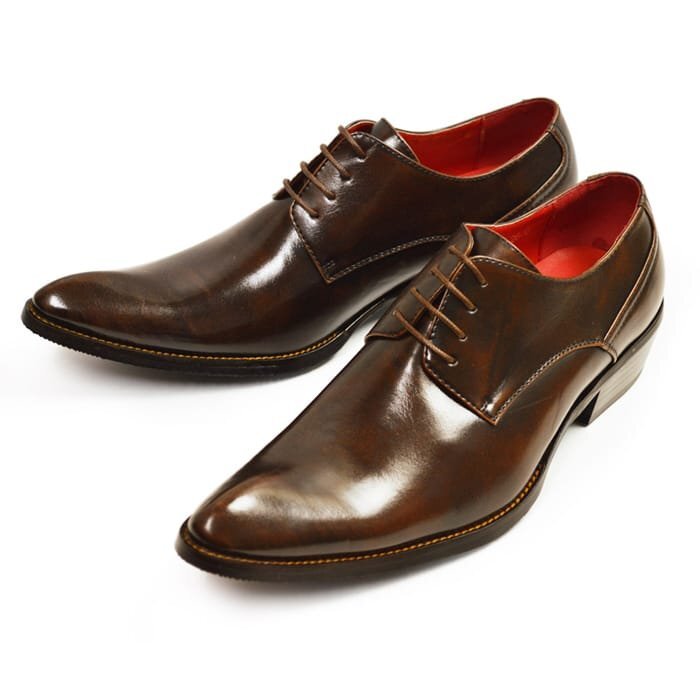 新品■25.5cm ビジネスシューズ 紳士靴 4.5cmヒール メンズ 革靴 レースアップ プレーントゥ 脚長 フォーマル 冠婚葬祭 イタリアンデザイン拍卖