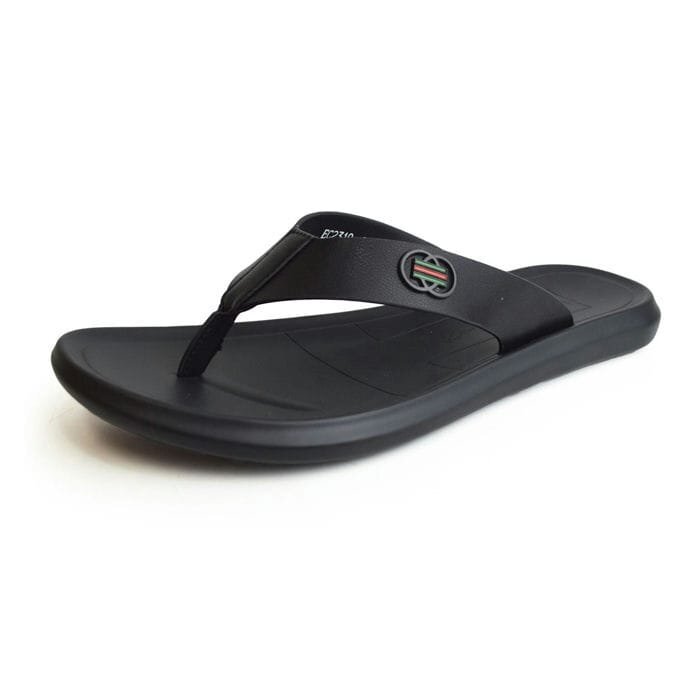 新品■24~24.5cm メンズ サンダル トングサンダル 柔らか 合皮 マイクロファイバーレザー 黒 きれいめ ビーサン 防滑 軽量【エコ配送】拍卖