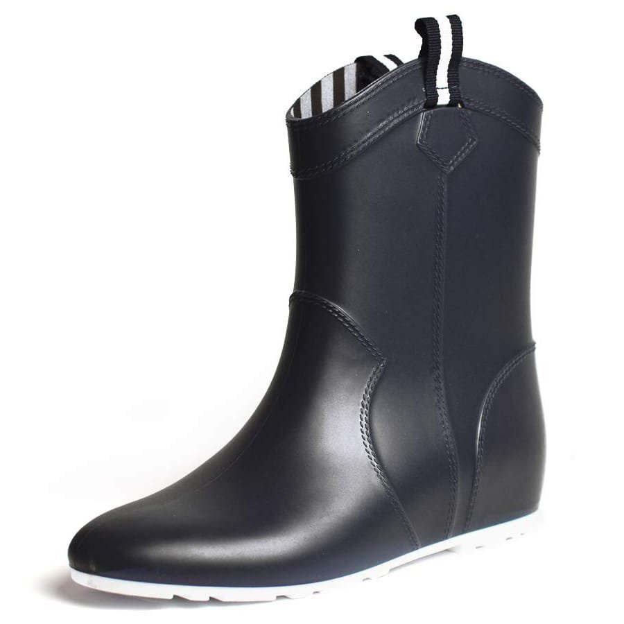 新品■24.5~25cm レディース 防水 ブーツ インヒール 防滑 レイン シューズ 長靴 雨 ミドル丈 ストライプ 婦人靴 スノー ウインター拍卖