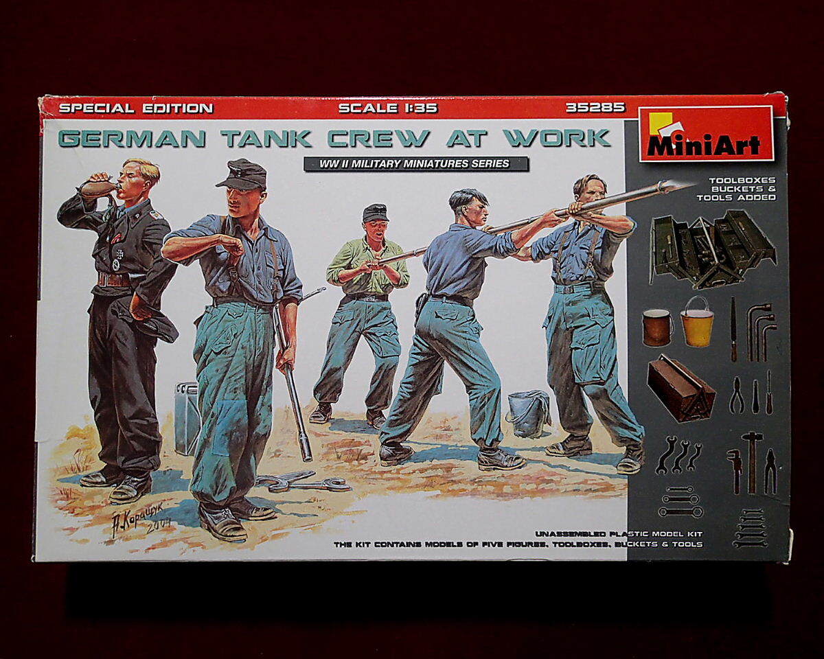 ★ミニアート(35285) 1/35 ドイツ戦車兵(5体入) 砲身洗浄作業シーン 特別版(工具箱/工具(エッチング)/バケツ付)(定形外390円他)拍卖